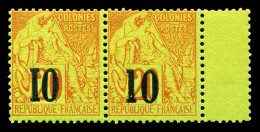 N°4, 10 Sur 20c Brique Sur Vert: Types IX Et IV Se Tenant (n°4H Et 4C), Positions 114 Et 115 Du Panneau, Fraîcheur Posta - Nuovi