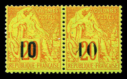 N°4, 10 Sur 20c Brique Sur Vert: Types V Et VI Se Tenant (n°4D Et 4E), Fraîcheur Postale. SUPERBE. R.R. (certificats)  Q - Unused Stamps