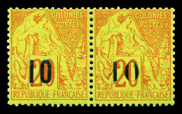 N°4, 10 Sur 20c Brique Sur Vert: Types V Et VI Se Tenant (n°4D Et 4E), Fraîcheur Postale. SUPERBE. R.R. (certificats)  Q - Nuovi