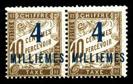 Taxe N°6f, 4 M Sur 10c Brun: Sans Accent Grave Sur Le 1er 'E' De MILLIEMES Tenant à Normal. SUP (signé Calves/certificat - Unused Stamps