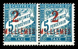 Taxe N°5g, 2 M Sur 5c Bleu: Sans Accent Grave Sur Le 1er 'E' De MILLIEMES Tenant à Normal. SUP (certificat)  Qualité: ** - Unused Stamps