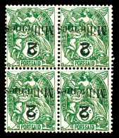 N°36a, 2m Sur 5c Vert-bleu: Surcharge Renversée En Bloc De Quatre. TB  Qualité: **  Cote: 540 Euros - Unused Stamps