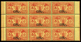 N°60, 05c Sur 40c: 1 Exemplaire Variété Sans Point Après Le C Tenant à Normaux Au Centre D'un Bloc De 9 Bdf. SUP (certif - Unused Stamps