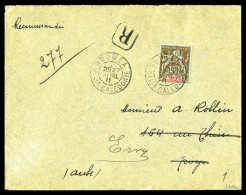 N°63, 50c Bistre Et Rouge Obl Càd Du 27 Avril 1911 Seul Sur Lettre Recommandée De NOUMEA Pour Evry. TTB. R. (signé Schel - Brieven En Documenten