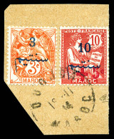 N°56, +5c Sur 10c, Croix Rouge D'Oujda Sur Son Support (+n°27). SUP. R. (certificat)  Qualité: Oblitéré  Cote: 1800 Euro - Used Stamps