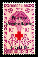 N°287B, NON EMIS: Type Ravenela, 10c Lilas Rose Surchargé 'France Combattante +50F Et Croix Rouge', RARE (17 Exemplaires - Unused Stamps