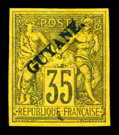 N°12, 35c Violet-noir Sur Jaune, Quatre Belles Marges. SUPERBE. R.R. (signé Margues/certificat)  Qualité: (*)  Cote: 375 - Unused Stamps