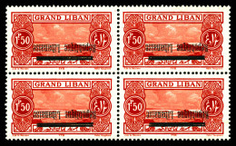 N°87b, 1 Pi 50: Surcharge Renversée En Bloc De Quatre. SUP  Qualité: **  Cote: 466 Euros - Unused Stamps