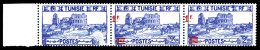 N°226e, 1f Sur 2f 25 Outremer: 2 Exemplaires Surcharges Déplacées à Gauche Tenant à Exemplaires Sans Surcharge En Bande  - Unused Stamps