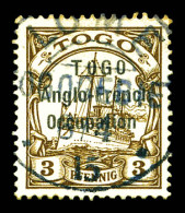 N°54, 3 Pf Brun Avec Surcharge Aux Lignes Espacées De 2 Mm Avec Mots Anglo-French Rappochés, Obl Càd Bleu LOME-TOGOGEBIE - Used Stamps