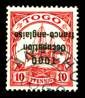 N°45a, 10 Pf Rouge: Surcharge Renversée. SUPERBE. R.R.R. (certificats)  Qualité: Oblitéré  Cote: 24000 Euros - Used Stamps