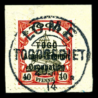 N°38A, 40 Pfennig Carmin Et Noir, Surcharge II Sur Son Support. SUPERBE. R.R. (certificats)  Qualité: Oblitéré  Cote: 33 - Used Stamps