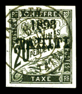 Taxe N°21, 20c Noir Surchargé Obl Càd Papeete, SUP (certificat)  Qualité: Oblitéré  Cote: 720 Euros - Oblitérés