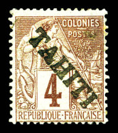 N°9a, 4c Lilas-brun Sur Gris, Surcharge Oblique De Haut En Bas. SUP. R.R. (signé Calves/certificat)  Qualité: *  Cote: 3 - Unused Stamps