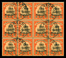 N°27, 30 Pf Rouge Et Noir Sur Saumon, Bloc De 12 Exemplaires TTB (certificat)  Qualité: Oblitéré  Cote: 1680 Euros - Used Stamps