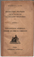 INSTRUCTION PRATIQUE MANOEUVRE DES BALLONS MILITAIRES 1925  AVIATION OBSERVATION - Luchtvaart