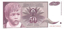 YUGOSLAVIA  P104 50 DINARA 1990 AU-UNC. - Yougoslavie