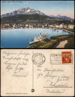 Ansichtskarte Luzern Lucerna Panorama Mit Quai Und Pilatus 1927 - Sonstige & Ohne Zuordnung