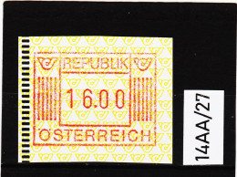 14AA/27  ÖSTERREICH 1983 AUTOMATENMARKEN 1. AUSGABE  16,00 SCHILLING   ** Postfrisch - Automatenmarken [ATM]