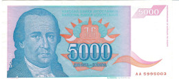 YUGOSLAVIA  P141 5000 DINARA 1994  #AA    AU-UNC. - Yougoslavie
