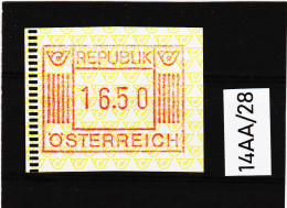 14AA/28  ÖSTERREICH 1983 AUTOMATENMARKEN 1. AUSGABE  16,50 SCHILLING   ** Postfrisch - Automatenmarken [ATM]