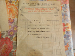 PERUWELZ-BONSECOURS :LETTRE A ENTETE DE ARMAND DELEUZE -BLIN PLAFONNEUR CHEMIN DU MOULIN 1925 - Zonder Classificatie