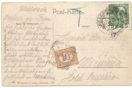 SegnaTasse C.10 ( Ottima Centratura )  Usato A  Misurina 2ago1908 Su Cartolina Estero  Prags Wildsee - Postage Due