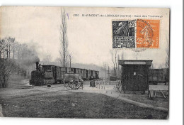 CPA 72 St Saint Vincent Du Lorouer La Gare Et Le Train Tramway - Autres & Non Classés