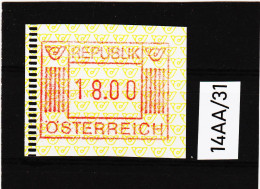 14AA/31  ÖSTERREICH 1983 AUTOMATENMARKEN 1. AUSGABE  18,00 SCHILLING   ** Postfrisch - Machine Labels [ATM]