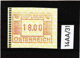 14AA/31  ÖSTERREICH 1983 AUTOMATENMARKEN 1. AUSGABE  18,00 SCHILLING   ** Postfrisch - Automatenmarken [ATM]