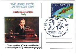 COV 04 - 1011 RADIO, MARCONI, Romania - Cover - Used - 2009 - Prix Nobel