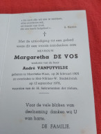 Doodsprentje Margaretha De Vos / Moerbeke Waas 26/2/1905 Sint Niklaas Waas 12/9/1979 ( André Vanpuyvelde ) - Religión & Esoterismo