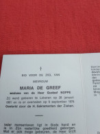 Doodsprentje Maria De Greef / Lokeren 26/1/1901 - 9/9/1979 ( Gustaaf Noppe ) - Religion & Esotérisme