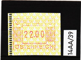 14AA/39  ÖSTERREICH 1983 AUTOMATENMARKEN 1. AUSGABE  22,00 SCHILLING   ** Postfrisch - Vignette [ATM]