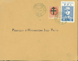 Guerre 40 Paris Pétain YT N°517 Surcharge Croix De Lorraine Vignette De Gaulle Poste Spéciale FFI MLN - WW II