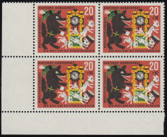 410 Wohlfahrt Grimm 20+10 Pf Sieben Geißlein ** Eck-Vbl U.l. Zähnung Dg-0 - Unused Stamps