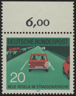 672 Straßenverkehr 20 Pf Fahrbahnwechsel ** Oberrand - Unused Stamps