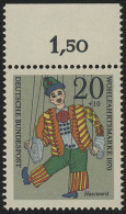 651 Wohlfahrt Marionetten 20+10 Pf Hanswurst ** Oberrand - Unused Stamps