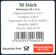 FB 24 Ergänzungsmarke 3 Cent, Folienblatt-BANDEROLE Für 50 Markensets - 2011-2020