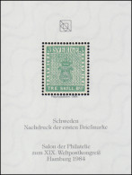 Sonderdruck Schweden Nr. 1 Neudruck Salon Hamburg 1984 FAKSIMILE - Private & Local Mails