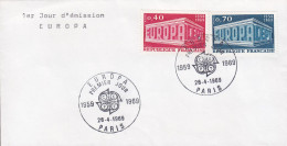 France PARIS 1969 FDC Cover  Premier Jour Lettre Europa CEPT Complete Set - 1960-1969