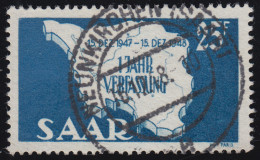 Saarland 261 II Verfassung 25 Fr, Type II, Gestempelt O - Gebraucht