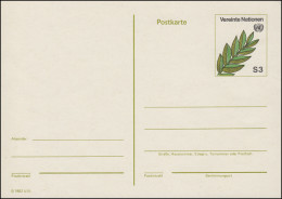 UNO Wien Postkarte P 1 Olivenzweig 3 Schilling 1982, Ungebraucht ** - Autres & Non Classés