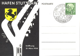 PP 8/11 Heuss 10 Pf. Hafen Stuttgart 1958 Wappen, SSt Hafeneröffnung 31.3.58 - Privatumschläge - Ungebraucht