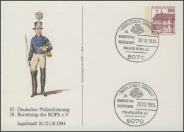 PP 106/150 Philatelistentag 1984 Postillon Peitsche Lang,SSt Ingolstadt 20.10.84 - Sobres Privados - Nuevos