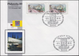 Schmuck-Brief Philatelia'89 Mit Berlin 822 Paar SSt KÖLN Messe-Emblem 7.11.1989 - Briefmarkenausstellungen