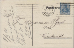 144 II Germania 30 Pf. Postkarte Hypothekenbank STUTTGART 2.3.21 N. Münstereifel - Münzen