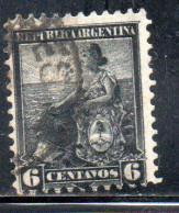 ARGENTINA 1899 1903 LIBERTY SEATED 6c USED USADO OBLITERE' - Usati