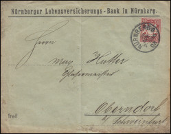 Bayern 10 Pf. Wappen EF Lebensversicherungs-Bank NÜRNBEG 28.4.08 Nach Oberndorf - Münzen