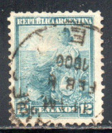 ARGENTINA 1899 1903 1901 LIBERTY SEATED 12c USED USADO OBLITERE' - Usati